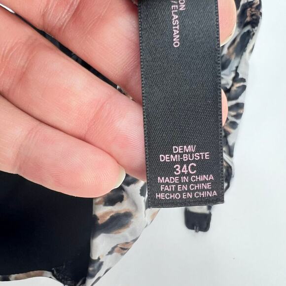 EUC Victoria's Secret Demi Push-up Underwire Bra Cheetah 34C Adjustable Straps - Picture 6 of 9